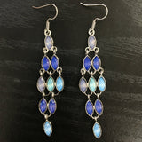 Blue Marquise CZ Cascade Drop Earrings