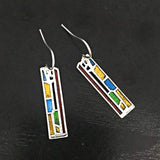 Mosaic Stained-Glass Bar Drop Earrings