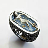 Bathing Lady Blue Resin Openwork Ring