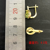 Peridot-Green CZ Pear Halo Huggie Earrings