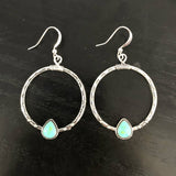 Turquoise-Look Hammered Large Hoop Earrings
