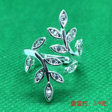 Silver Pave CZ Leaf Vine Open Ring