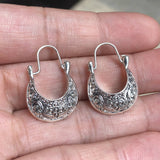 Filigree Crescent Basket Hoop Earrings