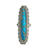 Turquoise-Look Elongated Oval Lace Ring