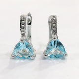 Aqua Trillion CZ Pave Hoop Earrings