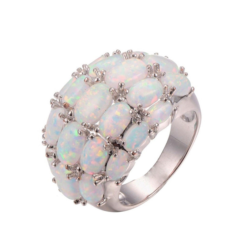 Opal-Look Cluster Dome Ring