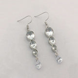 Purple CZ Linked Teardrop Dangle Earrings
