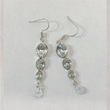 Purple CZ Linked Teardrop Dangle Earrings