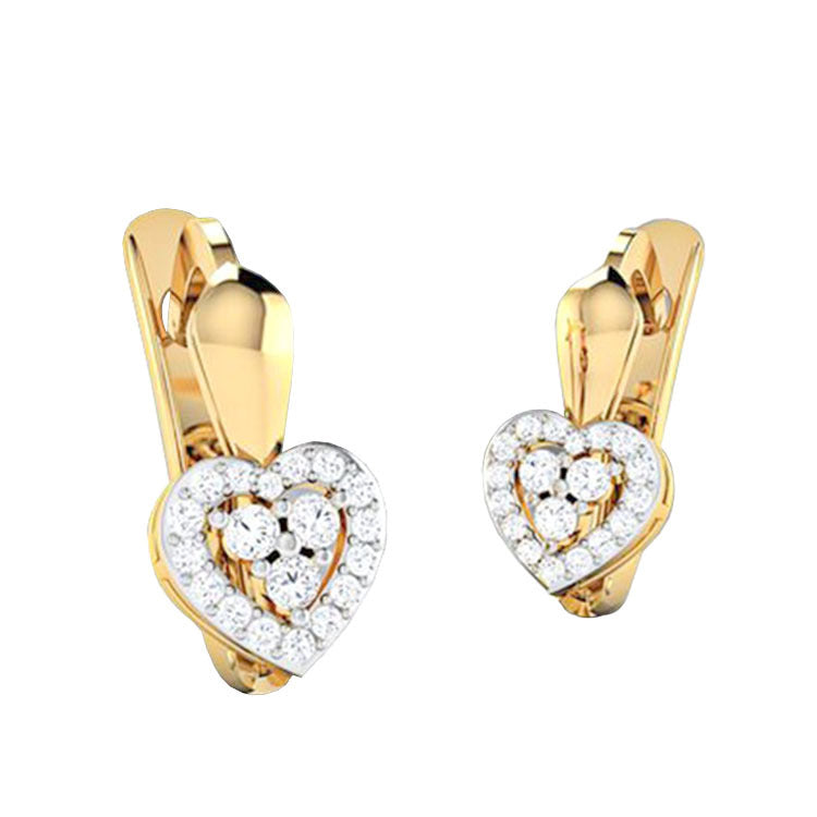 Pavé CZ Heart Gold-Tone Huggie Earrings