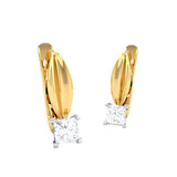 Princess-Cut CZ Gold-Tone Leaf Earrings