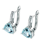 Aqua Trillion CZ Pave Hoop Earrings