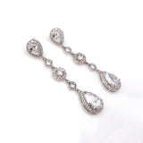 Pear CZ Linear Drop Bridal Earrings