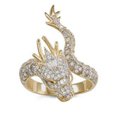 Gold Pave CZ Coiled Dragon Ring