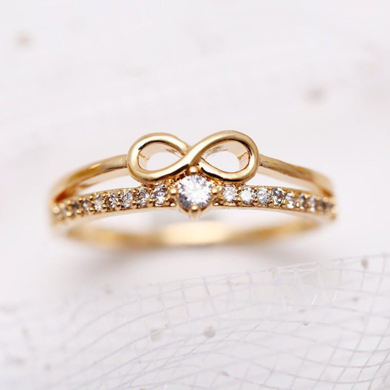 Gold Infinity Pave CZ Double Band Ring
