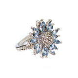 Aqua Marquise CZ Sunflower Ring