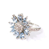 Aqua Marquise CZ Sunflower Ring