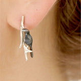 Bird on Branch Ear Climber Earrings