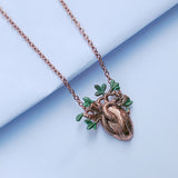 Anatomical Heart Tree Branch Pendant Necklace
