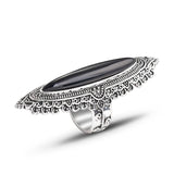Black Marquise Stone Lace Bezel Ring