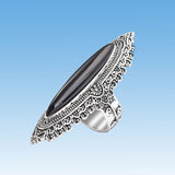 Black Marquise Stone Lace Bezel Ring
