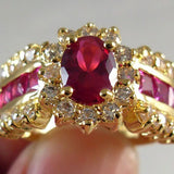 Sapphire-Blue Oval Channel Baguette Gold Ring