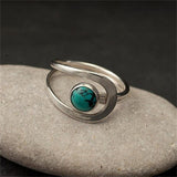 Turquoise-Look Dot Open Swirl Ring