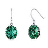 Emerald-Green Faceted Ball Filigree Drop Earrings