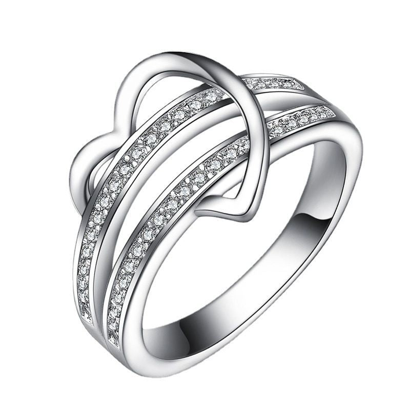Pavé Heart Crossover Band Ring