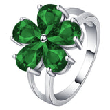 Emerald-Green CZ Flower Drop Jewelry Set