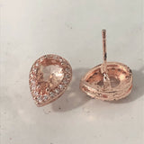 Champagne Pear CZ Halo Stud Earrings