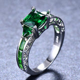 Black Cushion CZ Three-Stone Ring