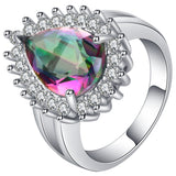 Rainbow Mystic Pear CZ Starburst Jewelry Set
