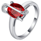 Ruby-Red Oval CZ Swirl Jewelry Set