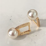Pearl-Look Drop Pavé Gold Hoop Earrings