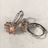 Sapphire-Blue Round CZ Solitaire Huggie Drop Earrings
