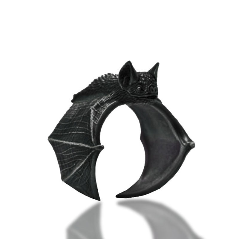 Black Bat Wing Open Wrap Ring