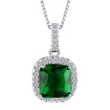 Emerald-Green Cushion CZ Halo Stud Jewelry Set