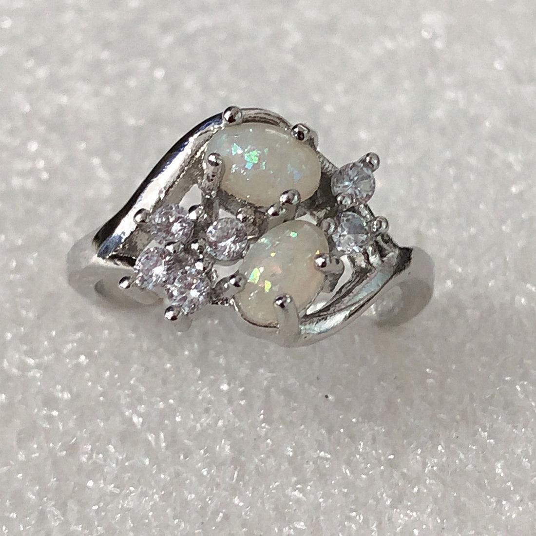 Twin Opal-Look Marquise CZ Bypass Ring