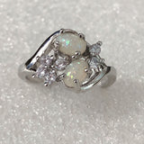 Twin Opal-Look Marquise CZ Bypass Ring