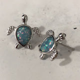 Opal-Look Sea Turtle Stud Earrings