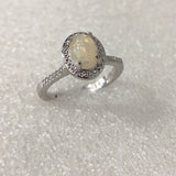 Small Opal-Look Oval Halo Ring