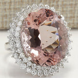 Pink Oval CZ Sunburst Halo Cocktail Ring