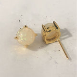 White Opal-Look Round Prong Stud Earrings