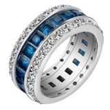 Sapphire-Blue Baguette CZ Channel Band Ring