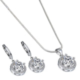 Round CZ Halo Pendant and Earring Set