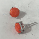 Opal-Look Round Prong Stud Earrings
