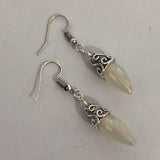Moonstone-Look Bullet Filigree Cap Earrings