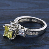 Yellow Princess-Cut CZ Two-Stone Pavé Ring