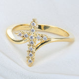 Gold Pave CZ Starfish Bypass Ring