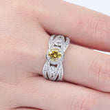 Yellow Round CZ Wide Pavé Ring